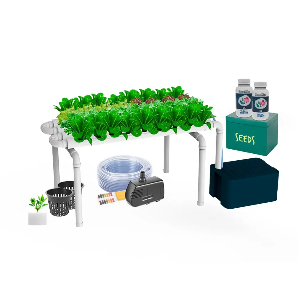 [KITWNUTRN1] Kit Hidropónico N1 Sistema NFT para 32 Plantas, Jardín Interior Completo con Nutrientes, Semillas y Accesorios