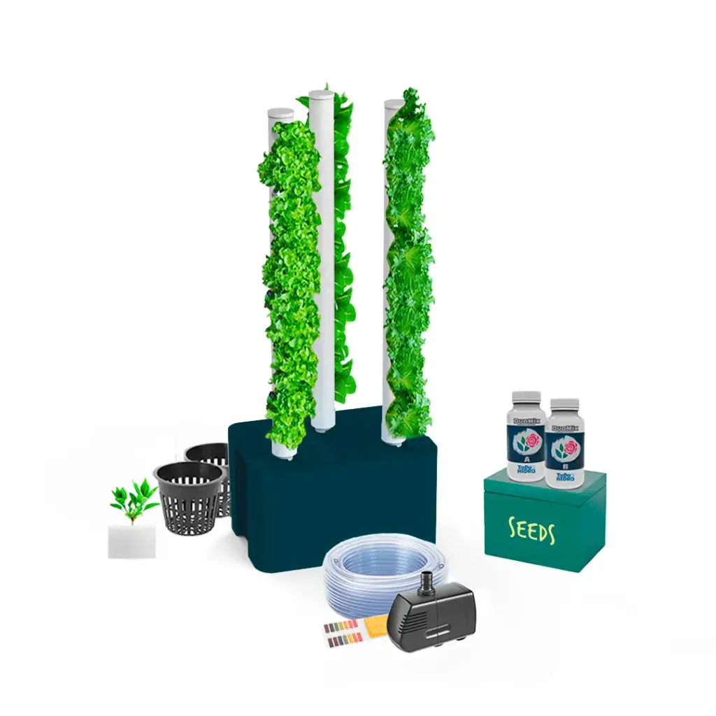 [KITWNUTRN14] Kit Hidropónico N14 Sistema de Torre para 24 Plantas, Jardín Interior Completo con Nutrientes, Semillas y Accesorios