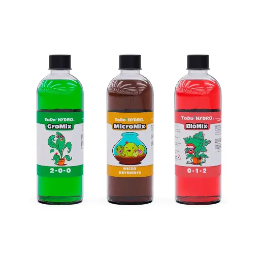 [NUTR2] ToDo Hydro Mix Line Nutrient System, Paquete de Fórmula para Crecimiento de Plantas, 3 Soluciones 500 ml